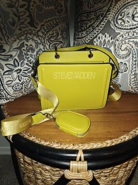 Steve Madden Neon Yellow Structured Crossbody with Coin Pouch